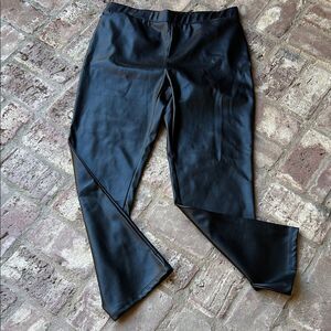 Susan Graver Black Faux Leather Pull On Vegan Leather Pants Women’s Large